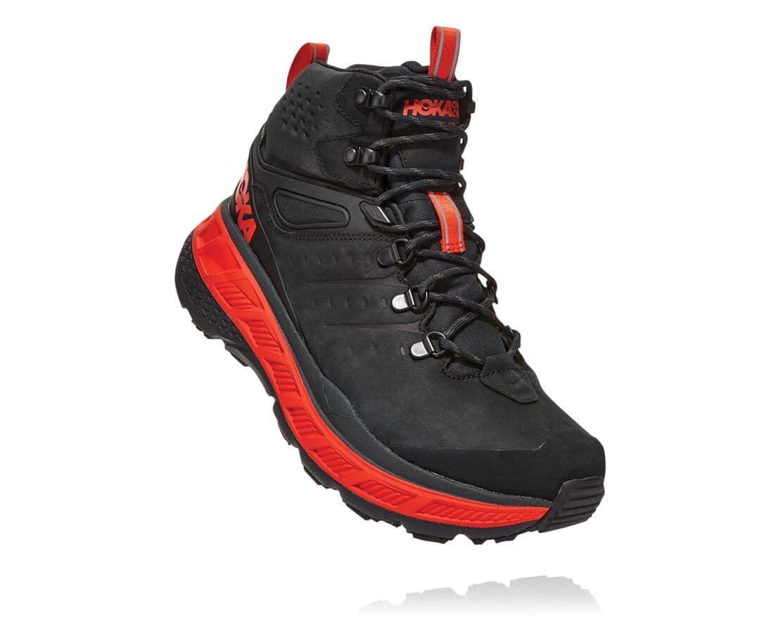 Hoka One One Stinson Mid Gore-Tex South Africa - Mens Hiking Boots - Dark Grey / Red,XHTPJ-2195